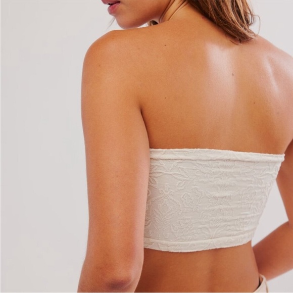 Free People Floral Frills Knotted Bandeau in Tofu Size L/XL NWT - Picture 3 of 8